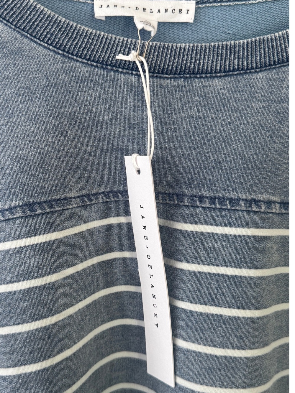 Jane + Delancey NWT 2X Blue Striped Mineral Wash Coastal Tee NEW - Picture 4 of 5